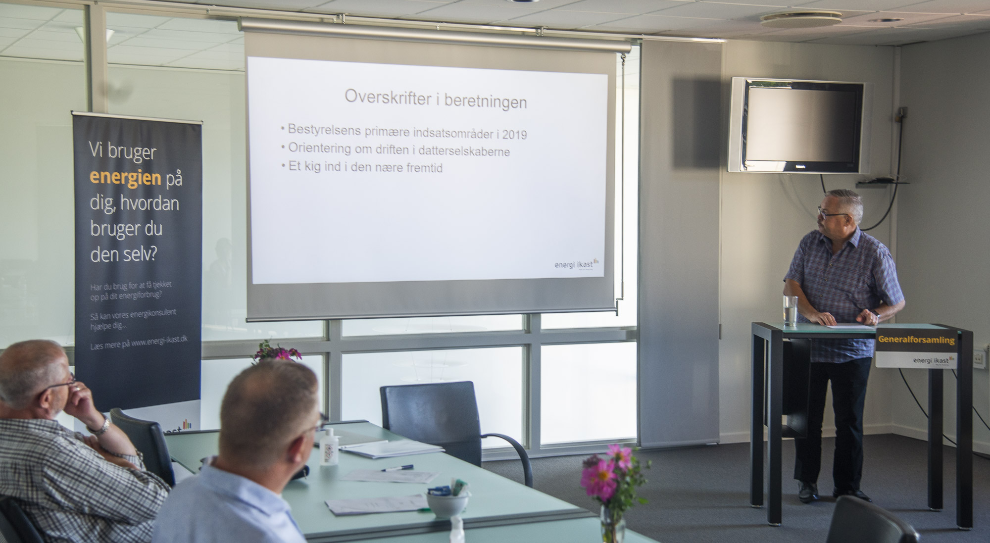 Bestyrelsens beretning gennemgåes på årets generalforsamling i Energi Ikast amba